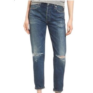 Citizens of Humanity Distressed Dark Wash Straight Leg Crop Jeans 27